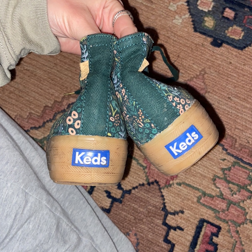 Keds Green Floral Platform Shoes rifle paper print - Picture 2 of 5